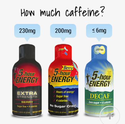 5 hour caffeine by variety